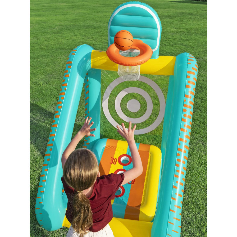 Надувной игровой центр Bestway Volltreffer 127×109×178 см с мячами и насосом, от 5 лет