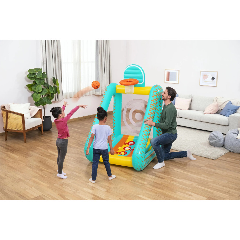 Надувной игровой центр Bestway Volltreffer 127×109×178 см с мячами и насосом, от 5 лет