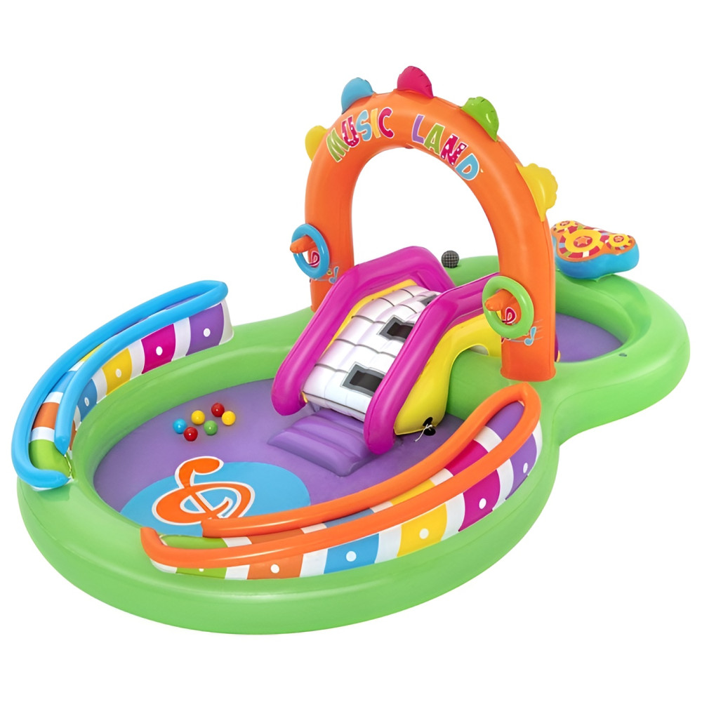 Надувной игровой центр Bestway Sing 'n Splash 295×190×137 см, 349 л, с горкой и музыкальными игрушками, от 2 лет