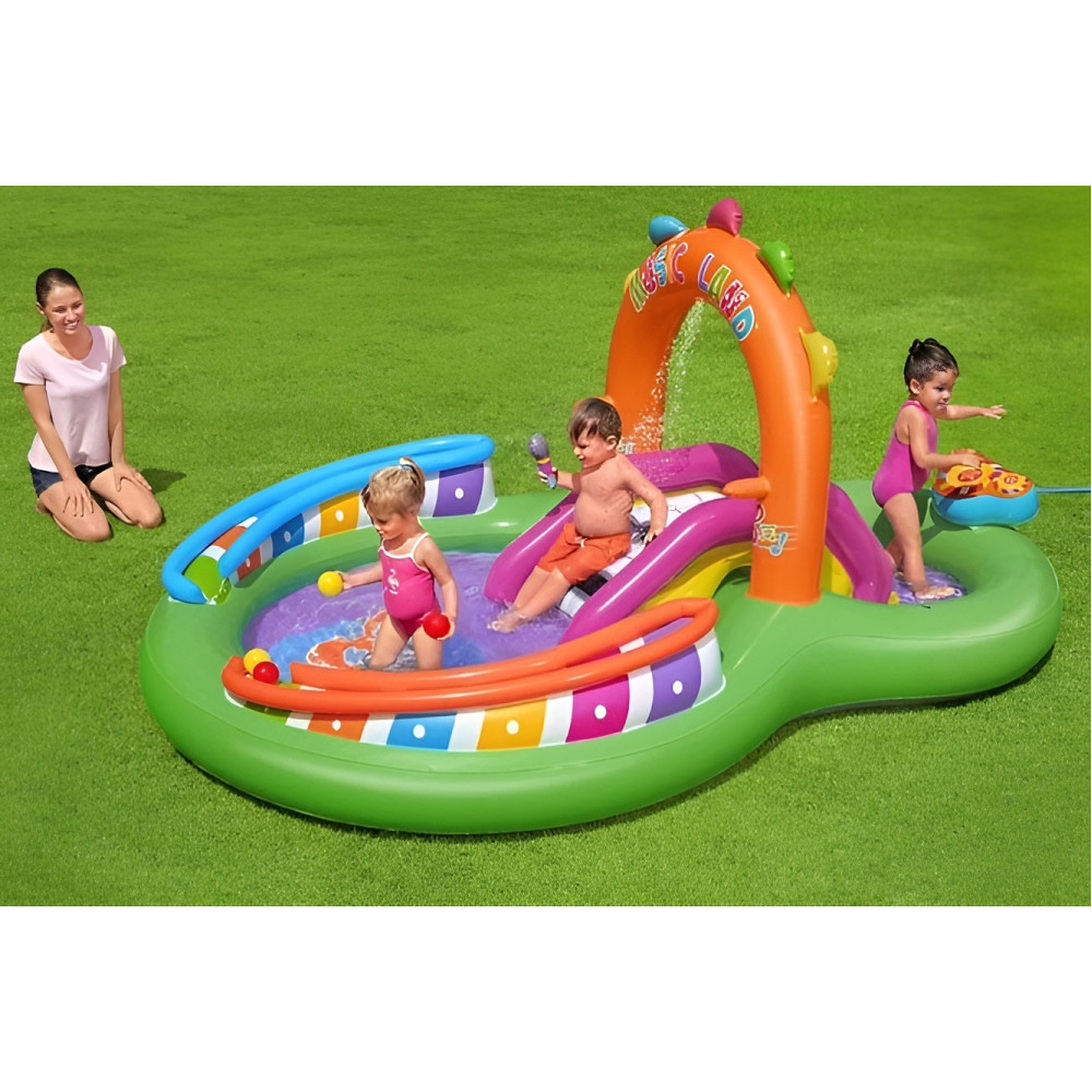 Надувной игровой центр Bestway Sing 'n Splash 295×190×137 см, 349 л, с горкой и музыкальными игрушками, от 2 лет
