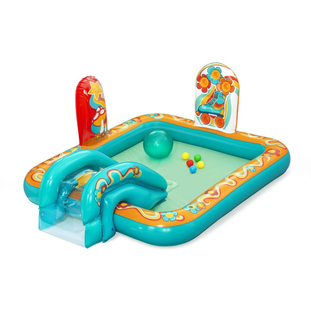 Надувной игровой центр Bestway Retro Groove 193×152×74 см, 189 л, с горкой и разбрызгивателем, от 2 лет