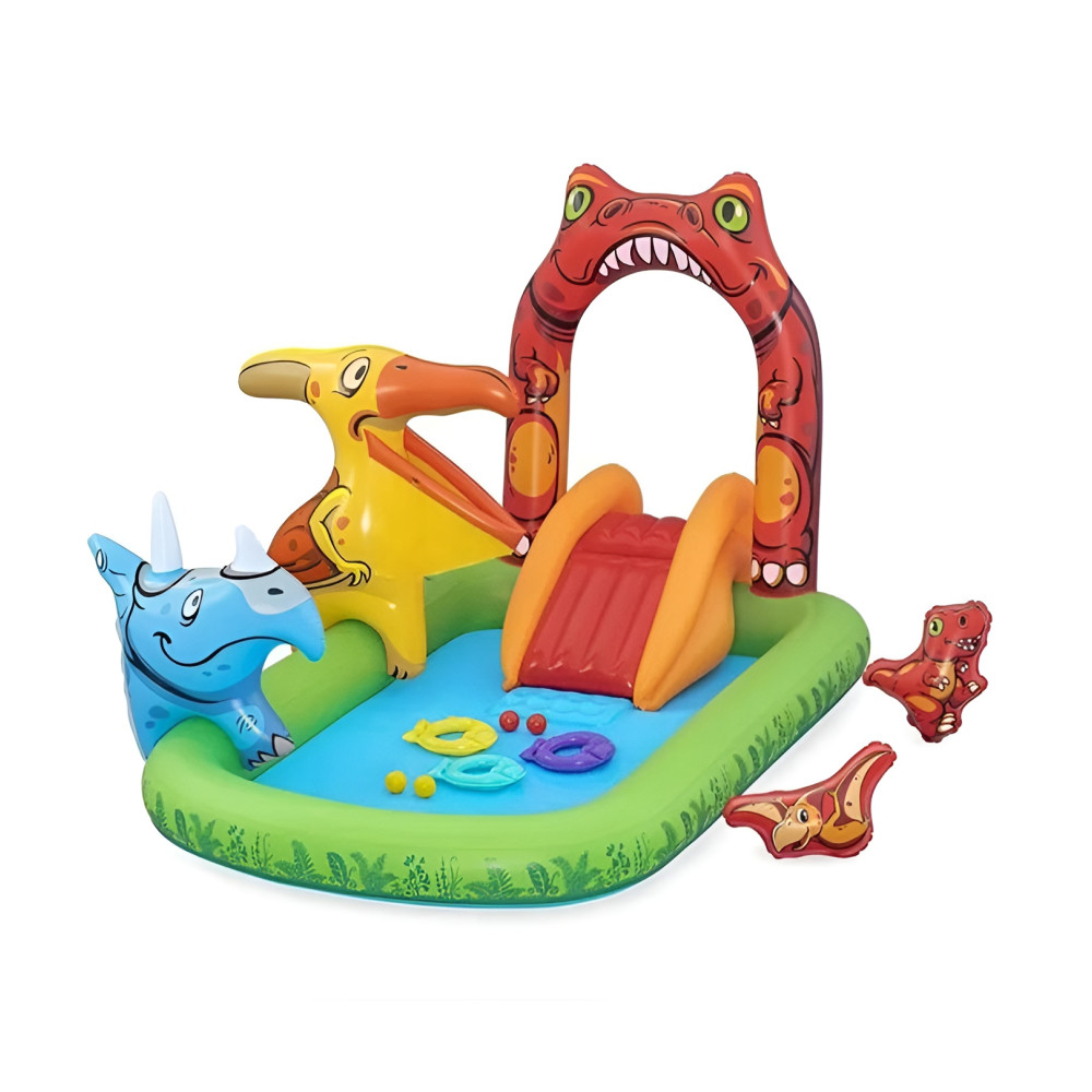 Надувной игровой центр Bestway «Юрский период» 241×140×137 см, 190 л, с горкой и фонтаном, от 2 лет