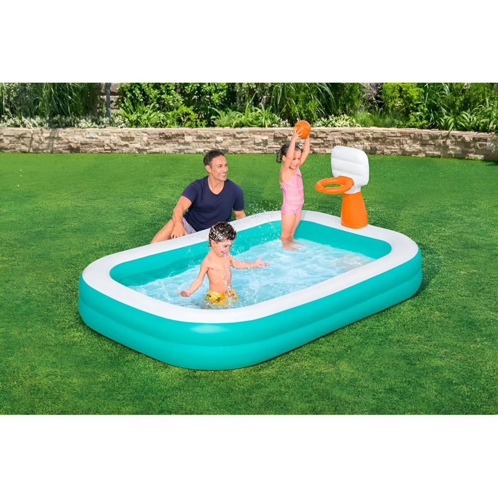 Детский надувной игровой центр-бассейн Bestway Баскетбол 251×168×102 см, 636 л, от 6 лет