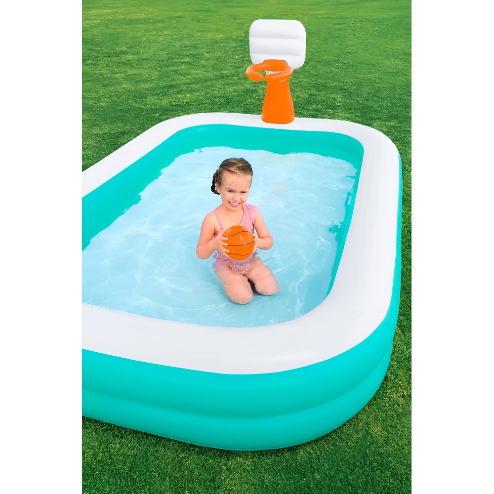 Детский надувной игровой центр-бассейн Bestway Баскетбол 251×168×102 см, 636 л, от 6 лет