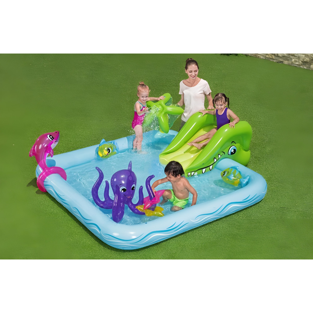 Игровой центр Bestway «Фантастический аквариум» 239×206×86 см, 308 л, с горкой и брызгалкой, от 2 лет