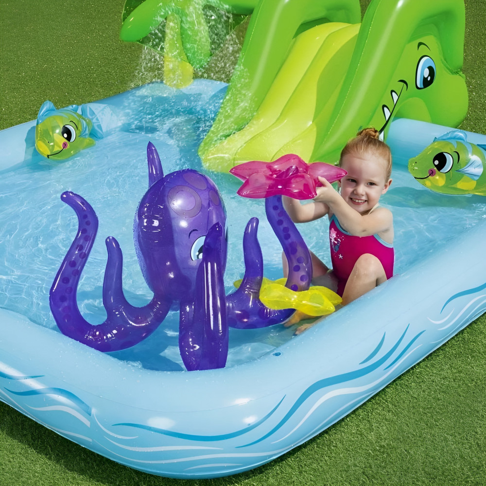 Игровой центр Bestway «Фантастический аквариум» 239×206×86 см, 308 л, с горкой и брызгалкой, от 2 лет