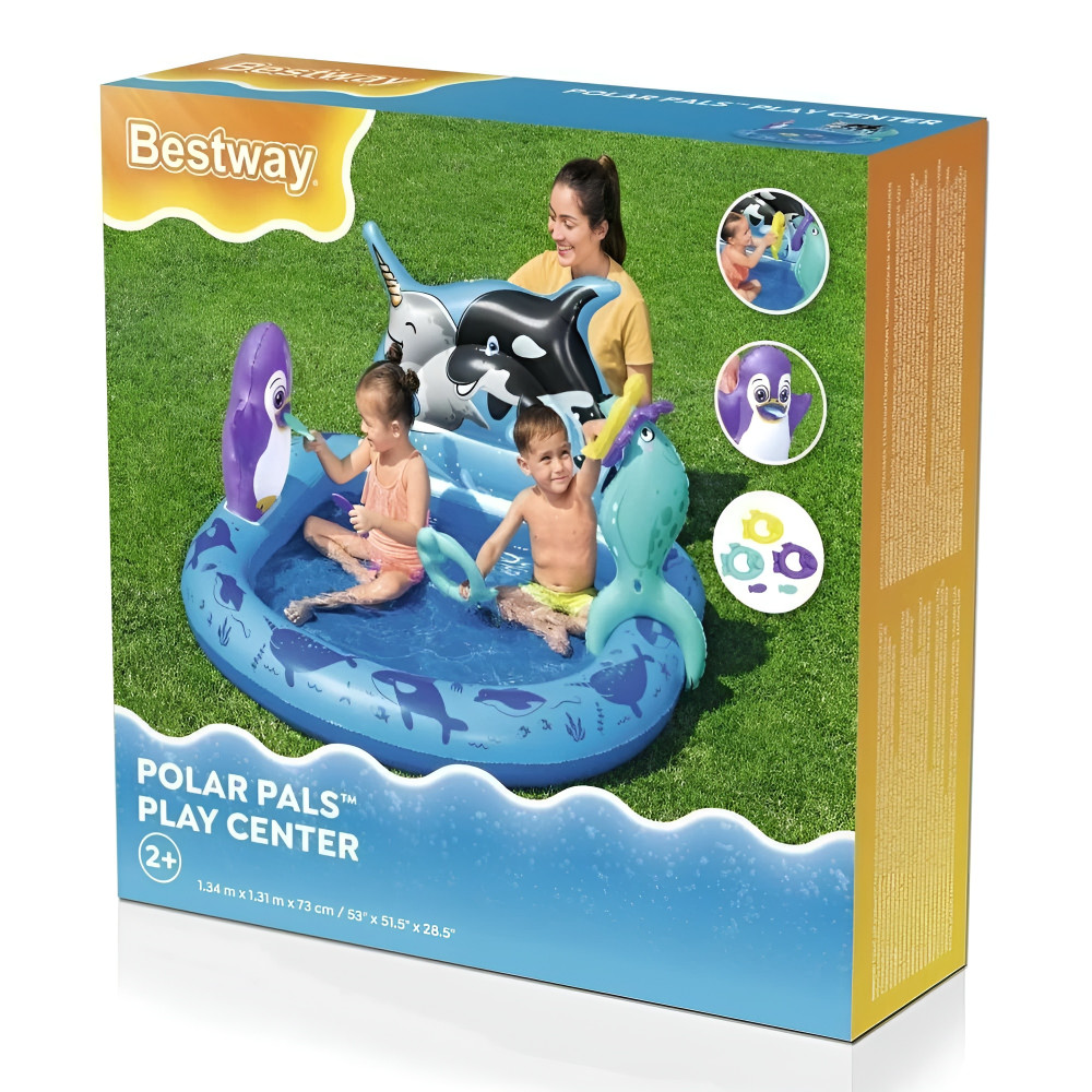 Детский надувной игровой центр Bestway Polar Pals 134×131×73 см, 84 л, с игрушками, от 2 лет