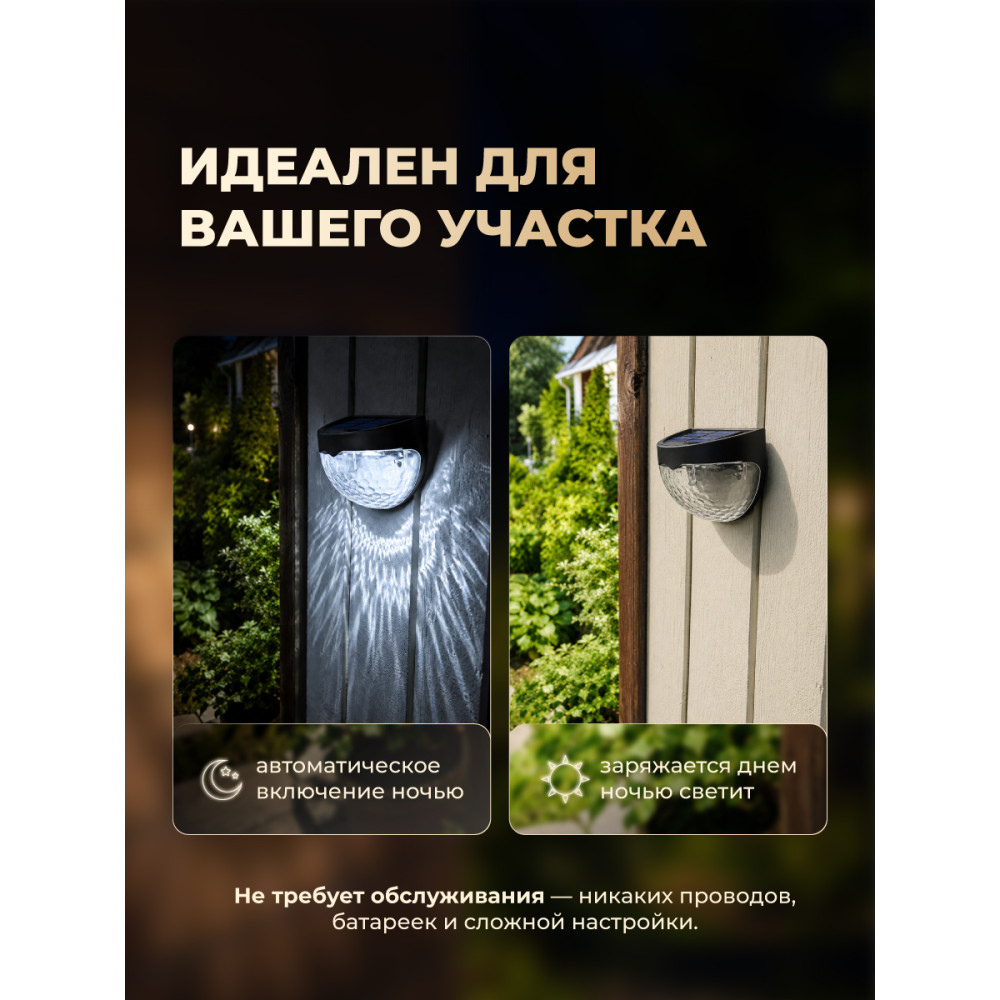 Фонарь Полусфера уличный на солнечной батарее 10,4х6,3х7,4 см белый свет Baizheng