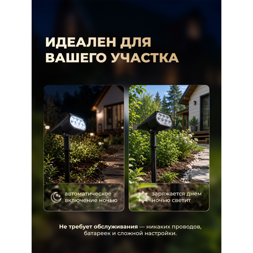Садовый фонарь 12.5x21x28.5 см на солнечной батарее 250 мАч черный Baizheng