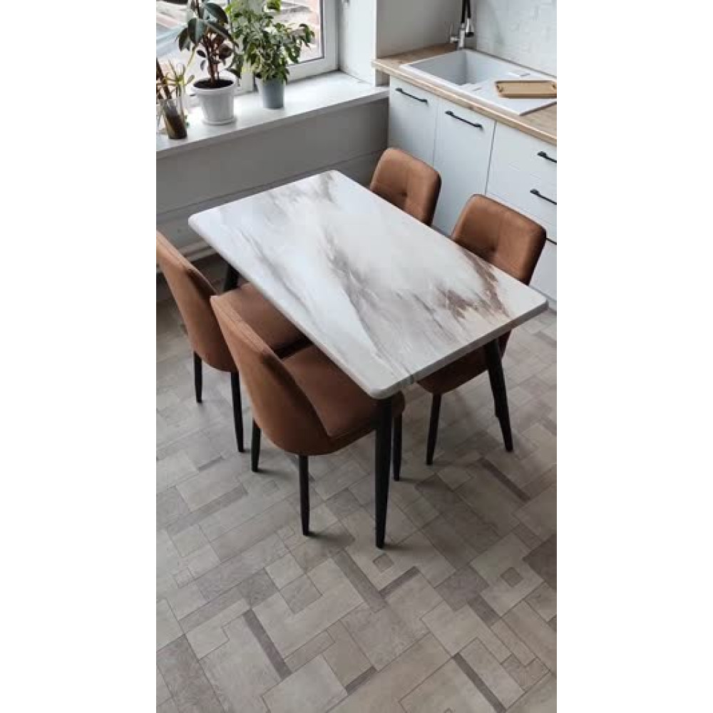 Стол ЛДСП кухонный 120x70x75 см с черными металлическими ножками A124 2 кор Baizheng