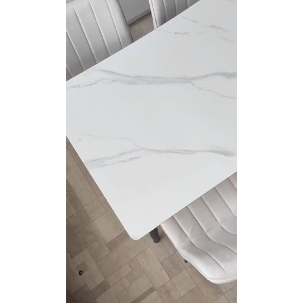 Стол керамогранит кухонный 120x70x75 см мрамор ножки металл черный + клей 7C 2 кор Baizheng