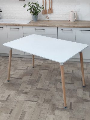 Стол ЛДСП кухонный 120x80x74.5 см белый прямоугольный с деревянными ножками CZ01WH Baizheng Стол ЛДСП кухонный 120x80x74.5 см белый прямоугольный с деревянными ножками CZ01WH Baizheng