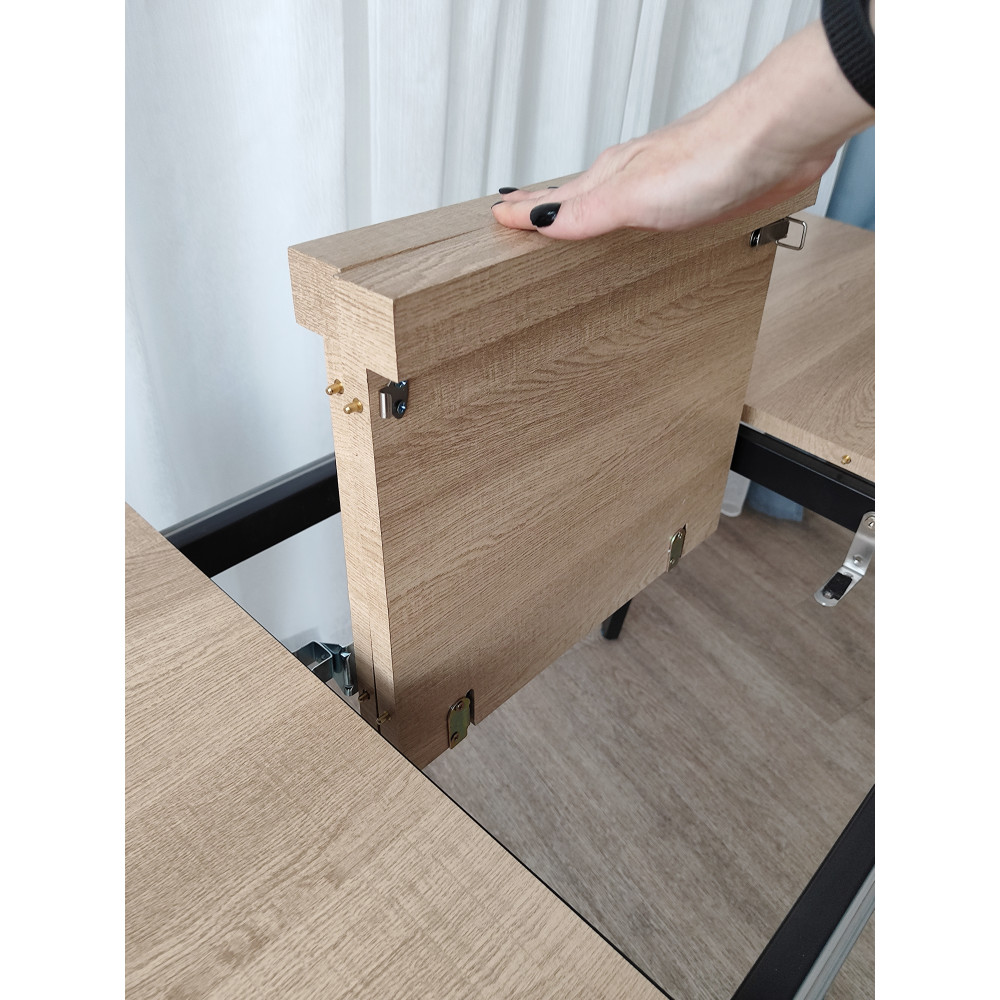 Стол кухонный раздвижной МДФ 120x160x70x75 см ножки металл BZ-DT1-5 коричневый Baizheng