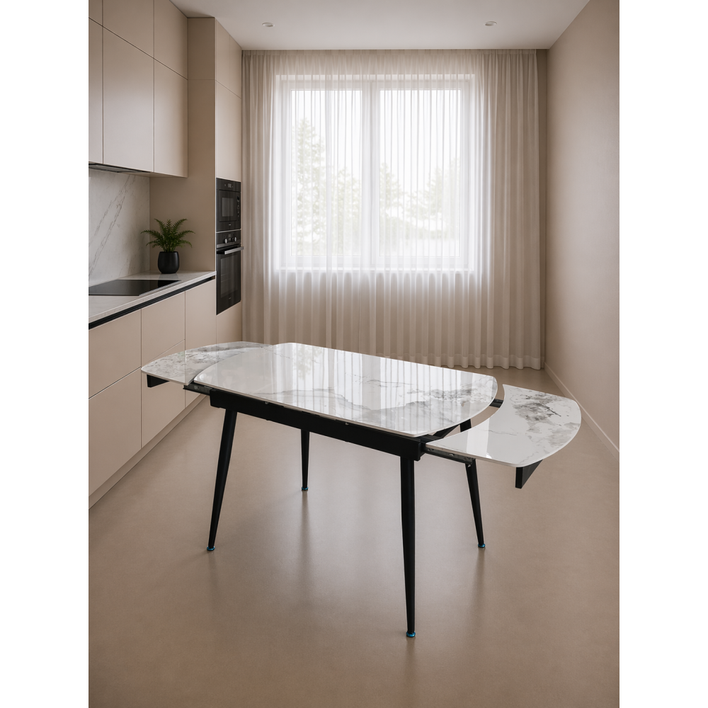 Стол керамогранит кухонный 120x180x80x75 см раздвижной металл BZ-DT2X 2 кор Baizheng