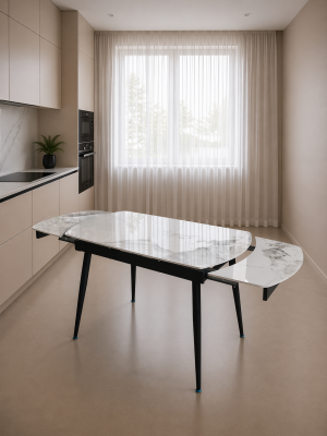 Стол керамогранит кухонный 120x180x80x75 см раздвижной металл BZ-DT2X 2 кор Baizheng