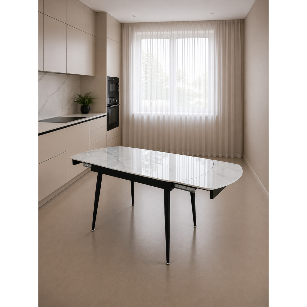 Стол керамогранит кухонный 120x180x80x75 см раздвижной металл BZ-DT2XS 2 кор Baizheng