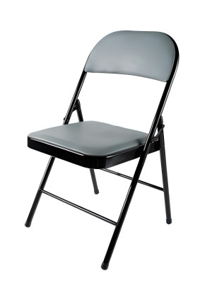 Стул металлический складной Baizheng 76×46×44 см, винилискожа, серый