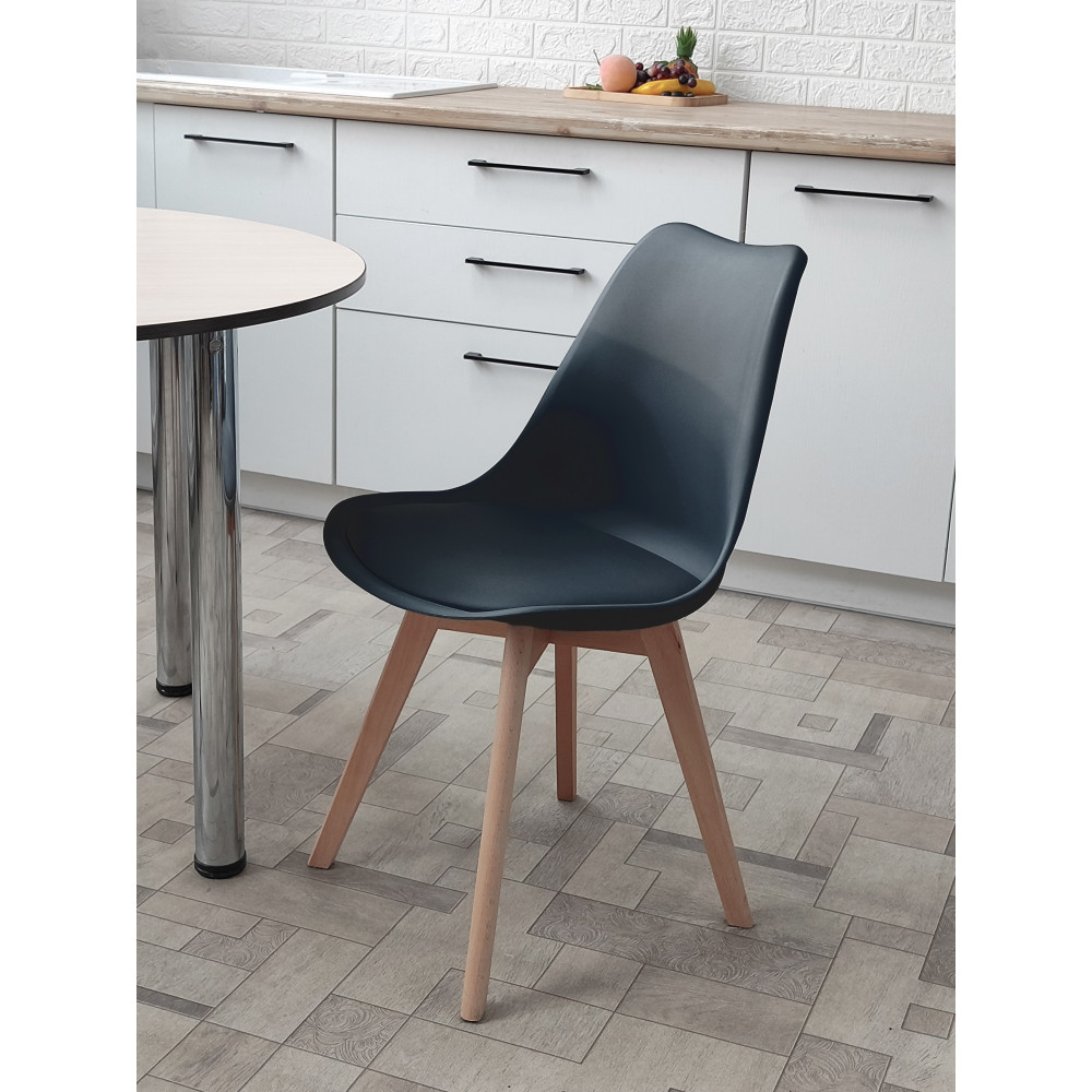 Стул Baizheng 46×49×82 см, полипропилен, мягкое сиденье, черный, до 120 кг