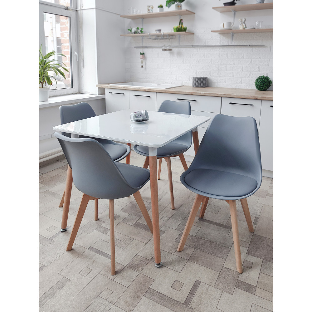 Стул Baizheng 46×49×82 см, полипропилен, мягкое сиденье, серый, до 120 кг