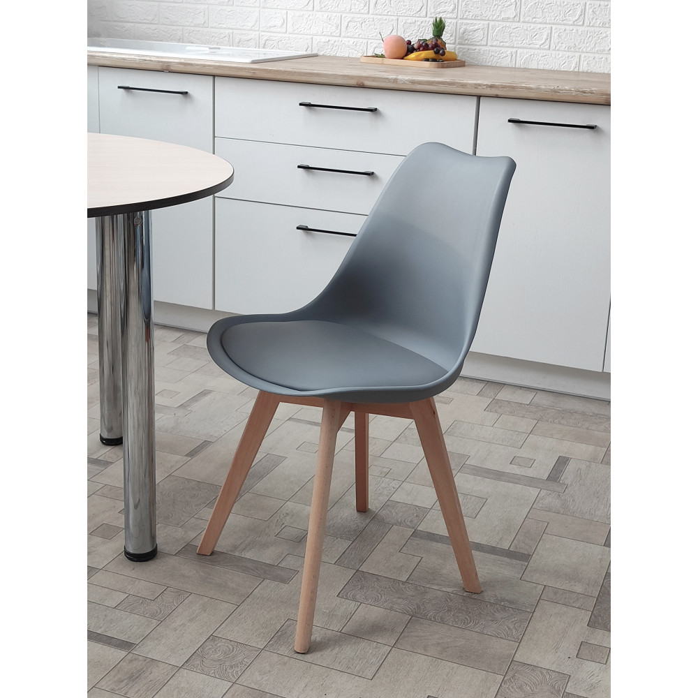 Стул Baizheng 46×49×82 см, полипропилен, мягкое сиденье, серый, до 120 кг