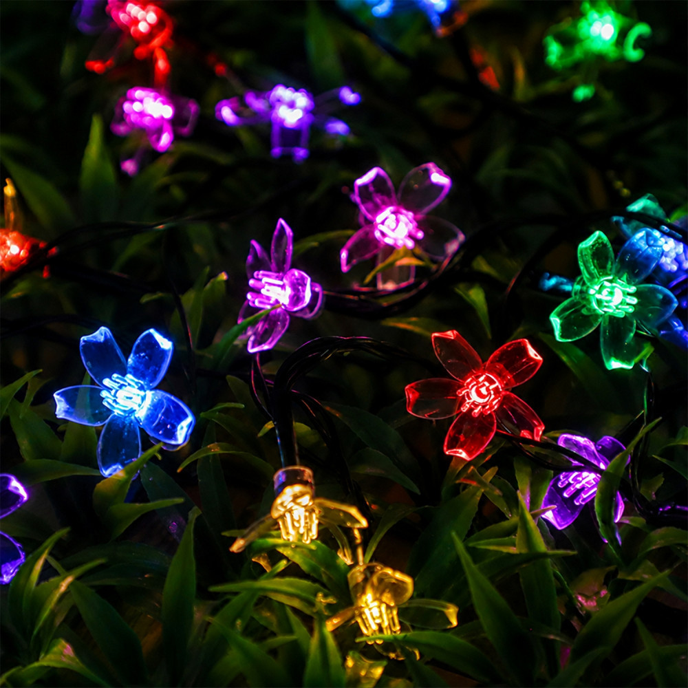 Гирлянда уличная 40 LED лампочек, 8 м, 8 режимов, солнечная батарея, мультицвет Сакура Baizheng