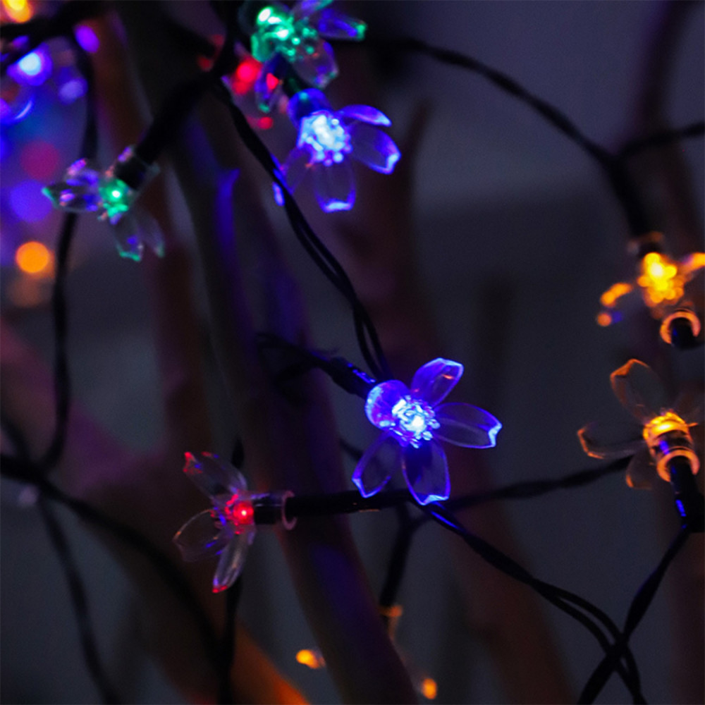 Гирлянда уличная 40 LED лампочек, 8 м, 8 режимов, солнечная батарея, мультицвет Сакура Baizheng
