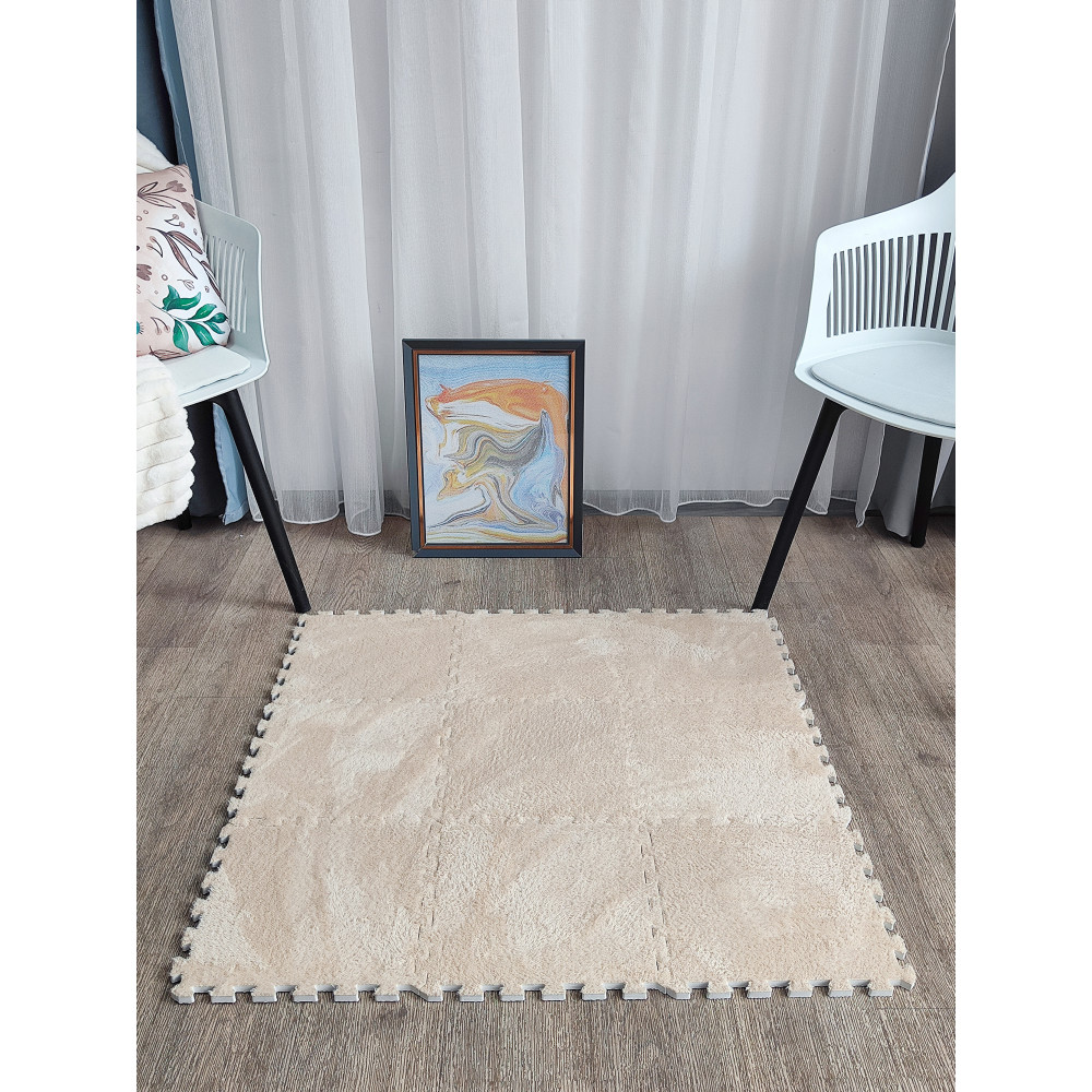 Коврик-пазл 10шт 30*30*1,5см махровый бежевый Baizheng