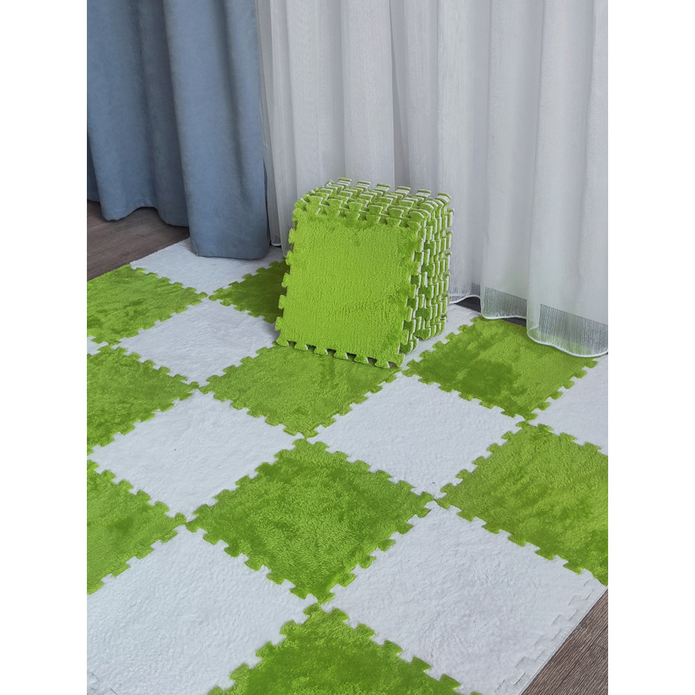 Коврик-пазл 10шт 30*30*1,5см махровый салатовый Baizheng