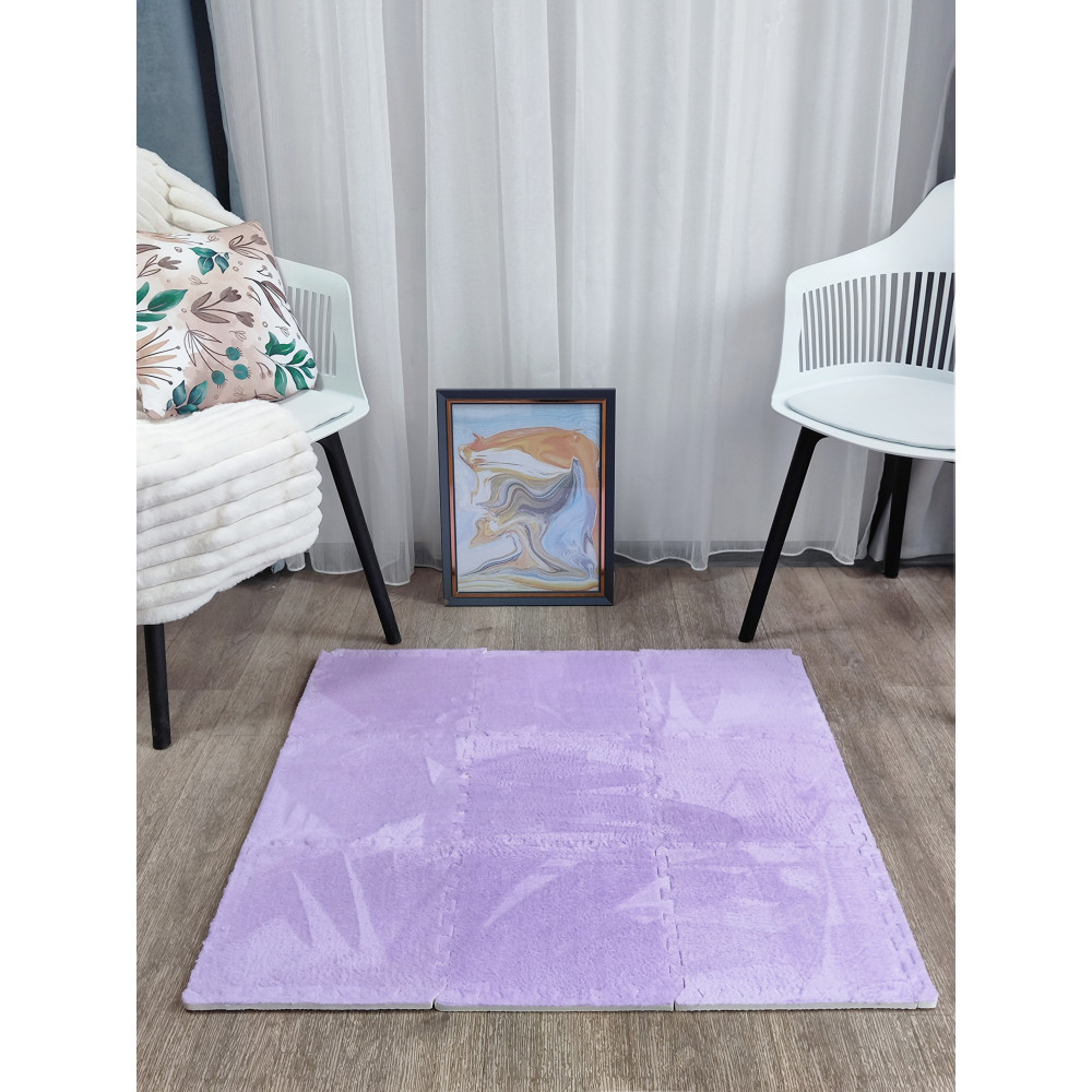 Коврик-пазл 10шт 30*30*1,5см махровый сиреневый Baizheng