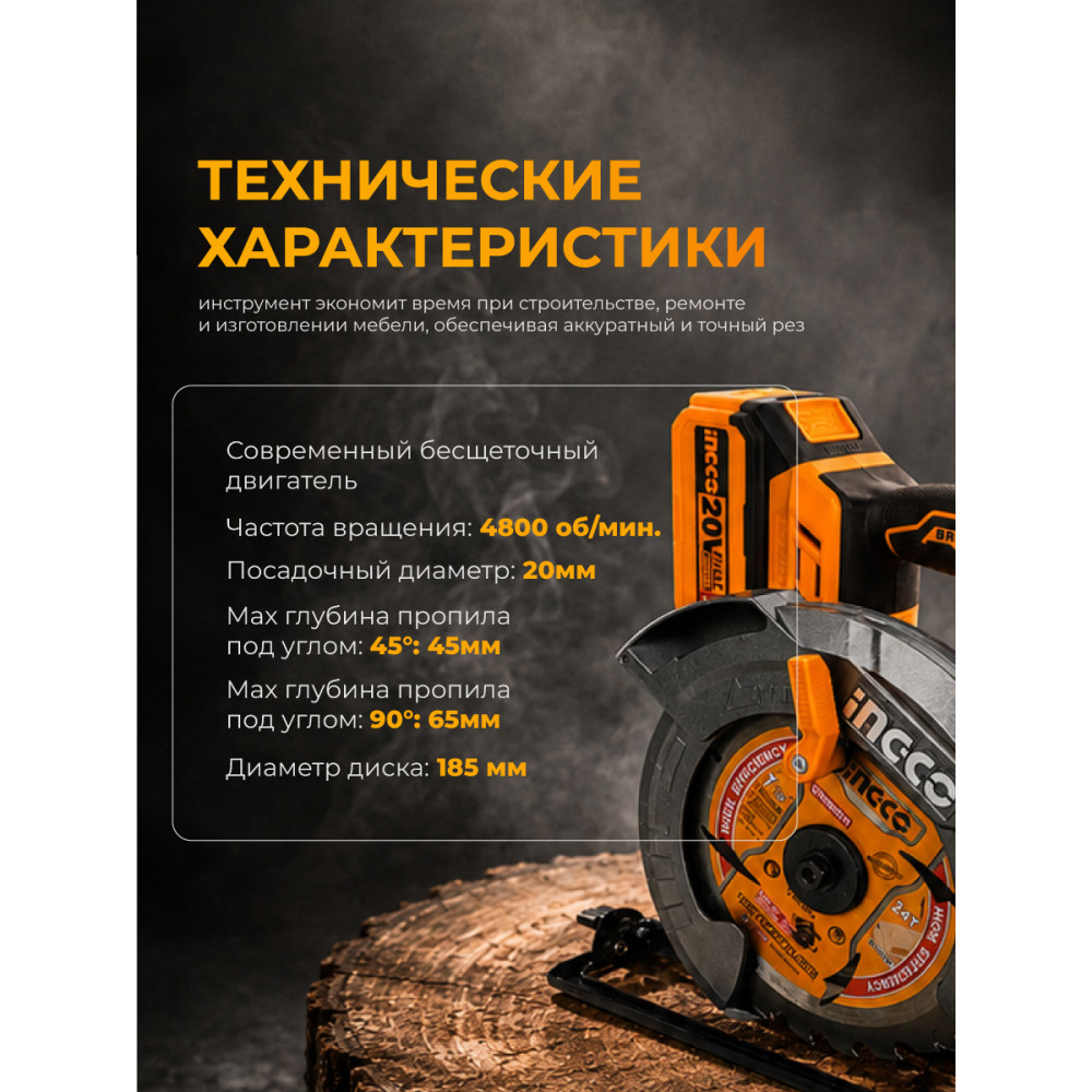 Набор нейлер F15-F35 + дисковая пила 185 мм. SUPER INGCO COSLI240866 INDUSTRIAL 20В, BL. Li-Ion