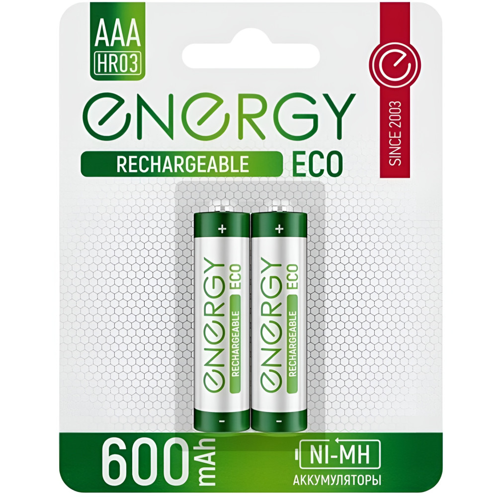 Аккумулятор NiMh ААA 600 Amh упак 2 шт Eco Energy
