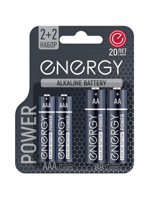 Батарейка алкалиновая АА LR6 + ААА LR03/4B упак 4 шт Power Energy Батарейка алкалиновая АА LR6 + ААА LR03/4B упак 4 шт Power Energy