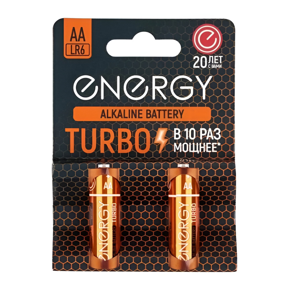 Батарейка алкалиновая АА LR6/2B упак 2 шт Turbo Energy