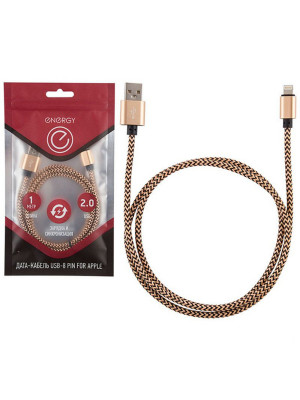 Кабель USB - 8pin 4,75V золото/черн Energy Кабель USB - 8pin 4,75V золото/черн Energy