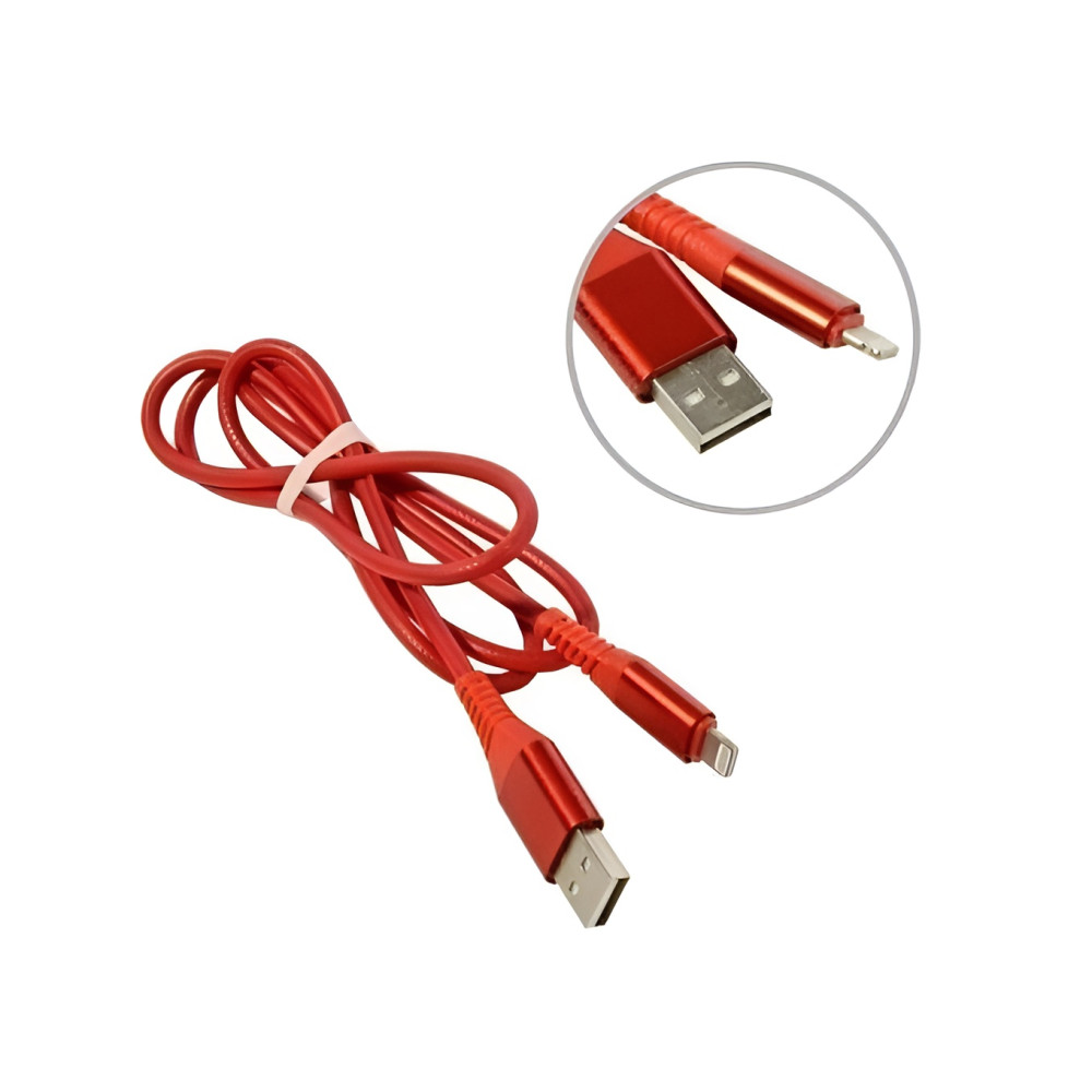 Кабель USB - 8pin в резин оплетке Gear макс 2А 1 м мет након красный Smartbuy