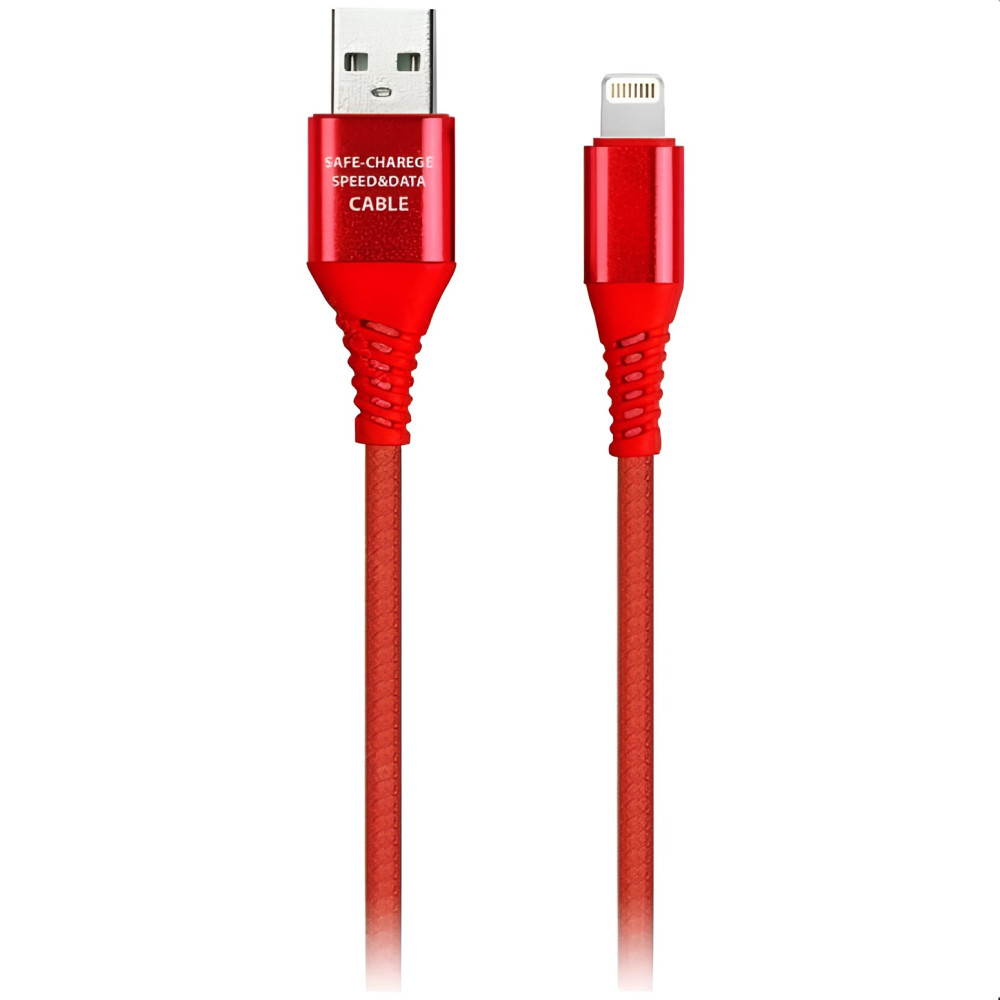 Кабель USB - 8pin в резин оплетке Gear макс 2А 1 м мет након красный Smartbuy