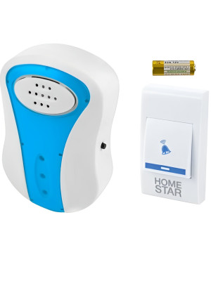 Звонок электрический беспроводной HomeStar HS-0105 с 32 мелодиями бело-голубой Звонок электрический беспроводной HomeStar HS-0105 с 32 мелодиями бело-голубой
