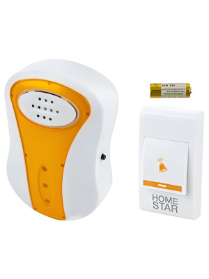 Звонок электрический беспроводной HomeStar HS-0105 с 32 мелодиями бело-оранжевый Звонок электрический беспроводной HomeStar HS-0105 с 32 мелодиями бело-оранжевый
