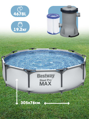 Бассейн каркасный 305*76 см 4678 л фильтр-насос BestWay Бассейн каркасный 305*76 см 4678 л фильтр-насос BestWay
