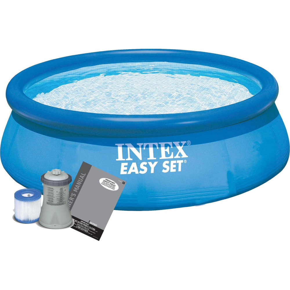 Бассейн с надувным бортом 244*61 см 1942 л фильтр-насос Intex