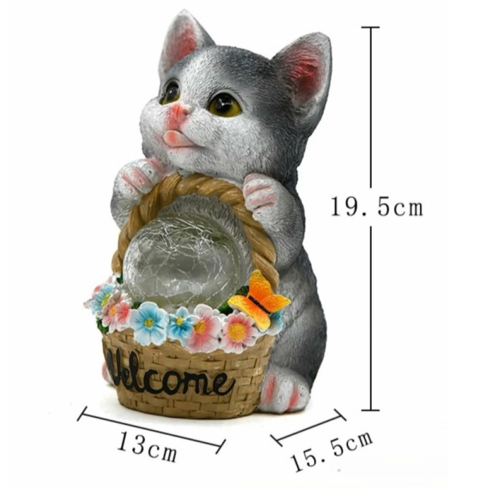 Фигурка садовая из смолы 19,5 см с солнечной батареей Котенок Baizheng
