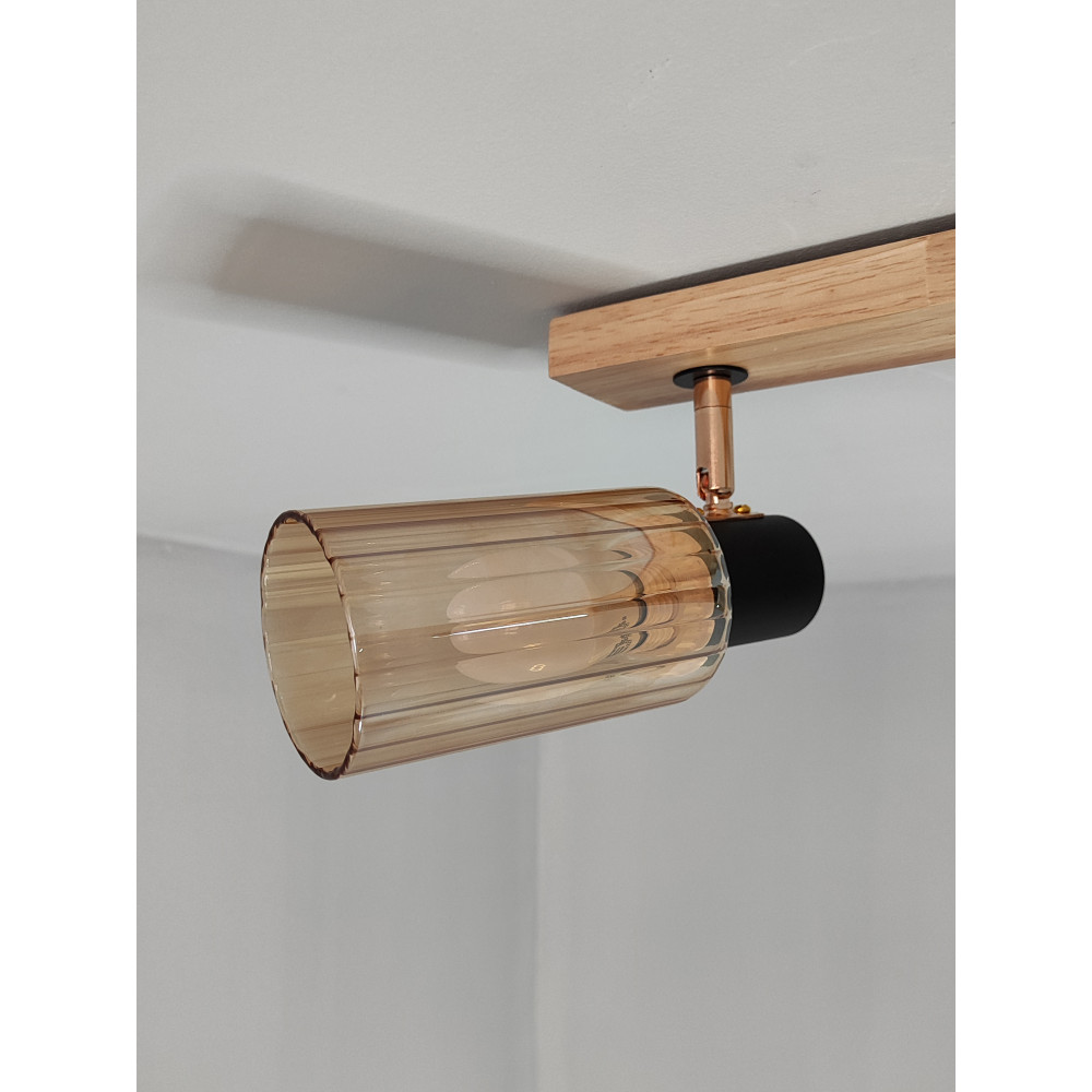 Светильник спот 3 плафона 70*7*18 см Е27 60Вт 12м2 плафон стекло дерево Baizheng