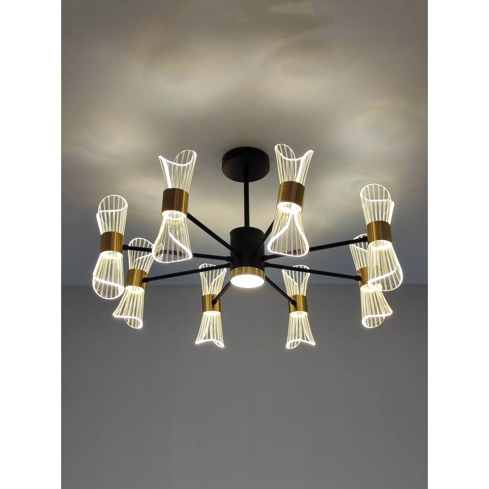 Люстра 8 плафонов 69,5*38,5 см 160Вт 41500LM 50 м2 черный Baizheng