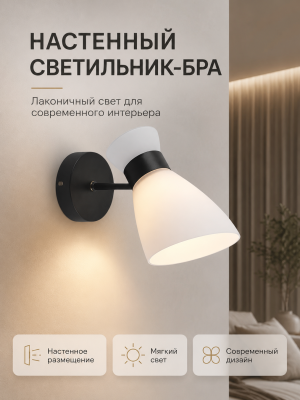 Бра 1 плафон 27*13.5*20 см Е27 60Вт 4м2 плафон стекло черный Baizheng Бра 1 плафон 27*13.5*20 см Е27 60Вт 4м2 плафон стекло черный Baizheng