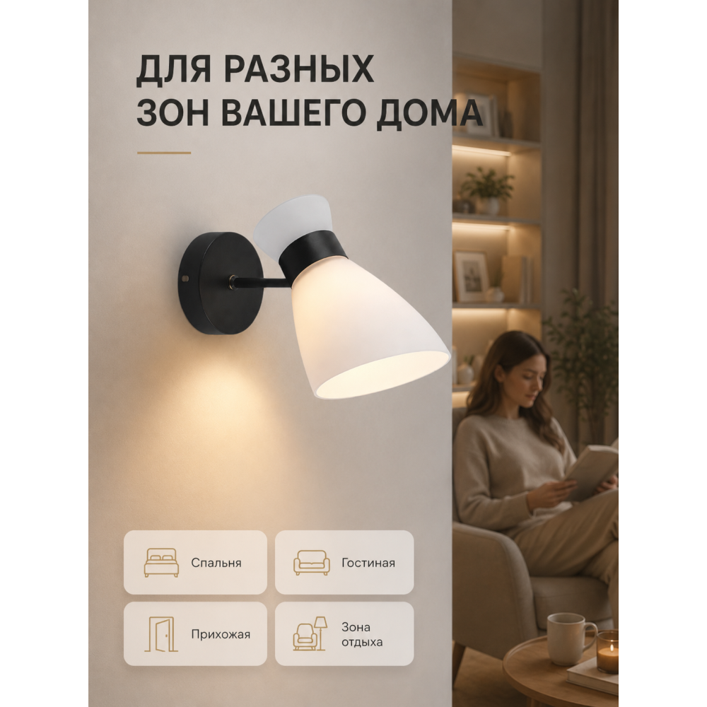 Бра 1 плафон 27x13.5x20 см Е27 60Вт 4м2 плафон стекло черный Baizheng