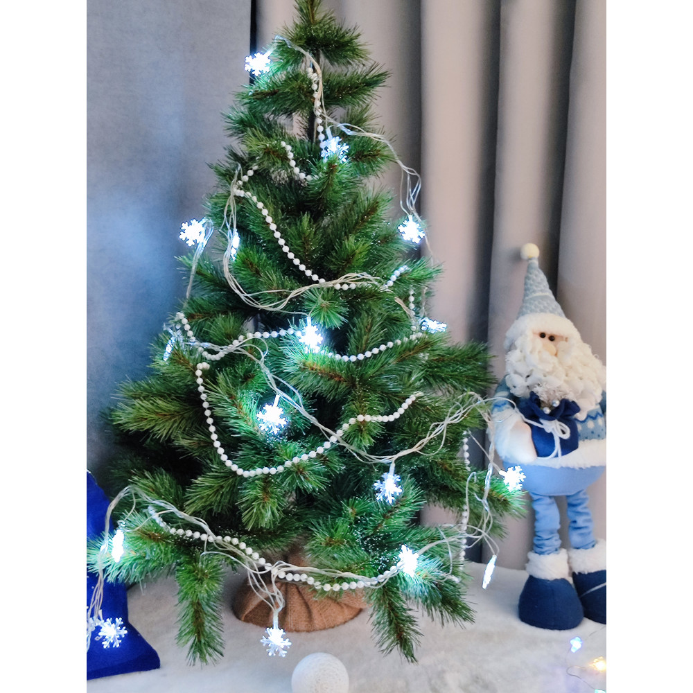 Гирлянда светодиодная 4 м 20 ламп LED IP 20 с насад 8 режимов белый Снежинка Серпантин