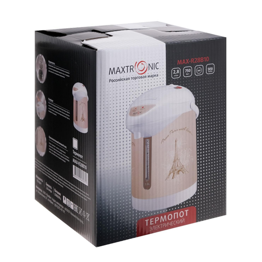 Термопот Maxtronic Париж 2,8 л 750 Вт нержавеющая сталь, 1 режим, бело-бежевый