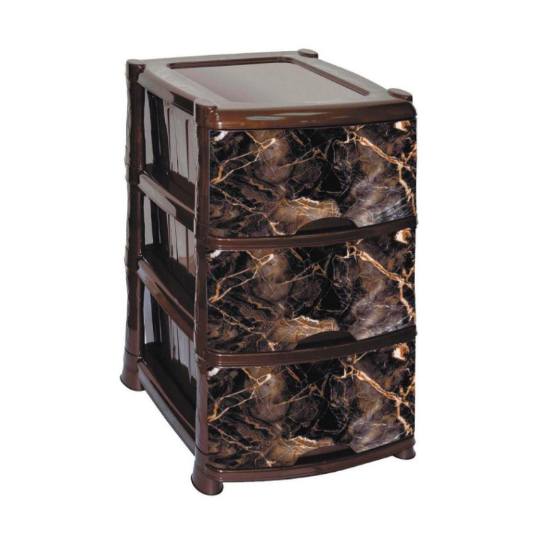 Комод пластиковый 3-х секционный 390*470*730 мм венге Мрамор Violet