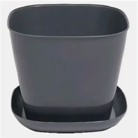 Кашпо пластиковое 5 л 20,5*17.5 см поддон серый Квадро Violet
