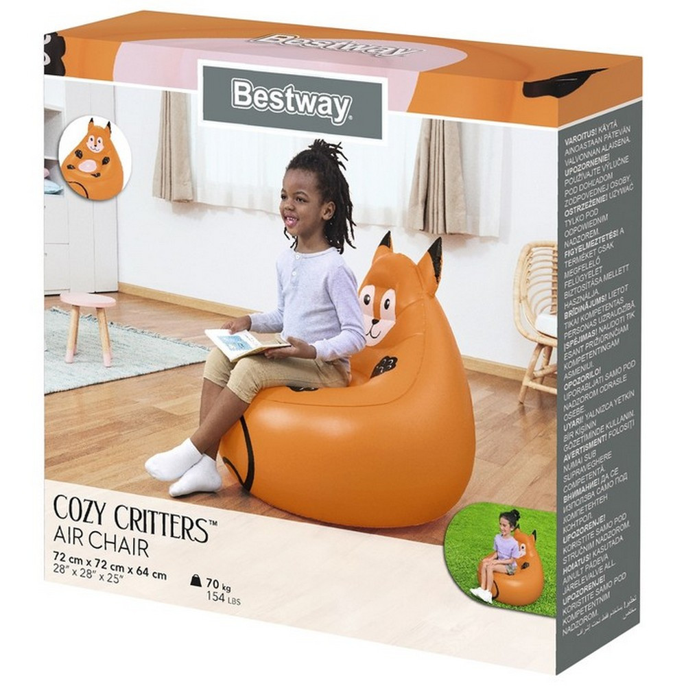 Кресло надувное 72*72*64 см Cozy Critters Лиса Bestway